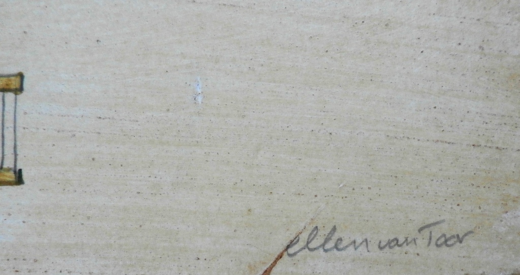 Ellen van Toor - gemengde techniek: collage/tekening/ gouache op board - 1997 kopen? Bied vanaf 50!