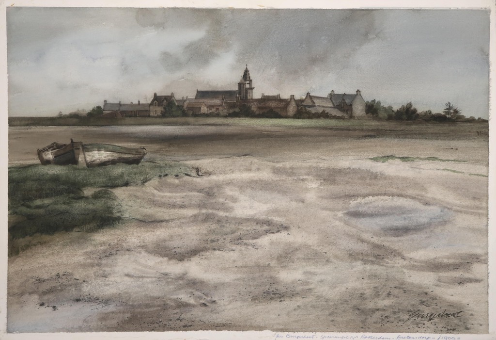 Jan Burgerhout: Aquarel, Bretons dorp kopen? Bied vanaf 1!