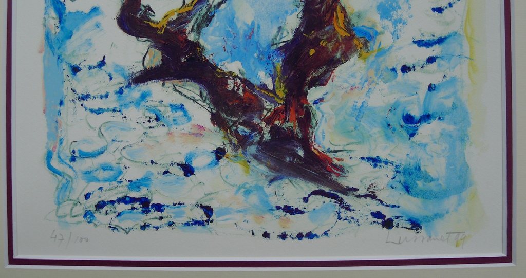 Paul de Lussanet, lithografie , 1999, met twee pass-partouts.Wijnrank kopen? Bied vanaf 45!