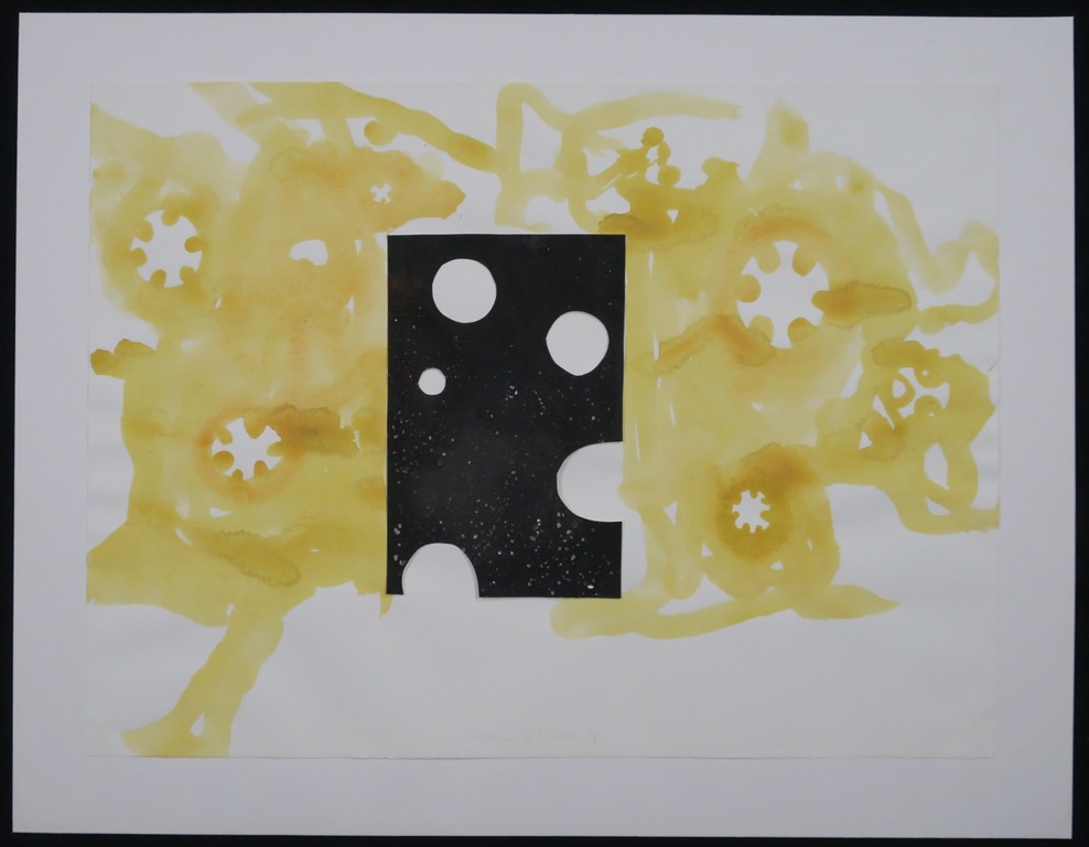 Kees de Goede: Aquarel en collage op papier, Zonder titel verkocht voor € 150!