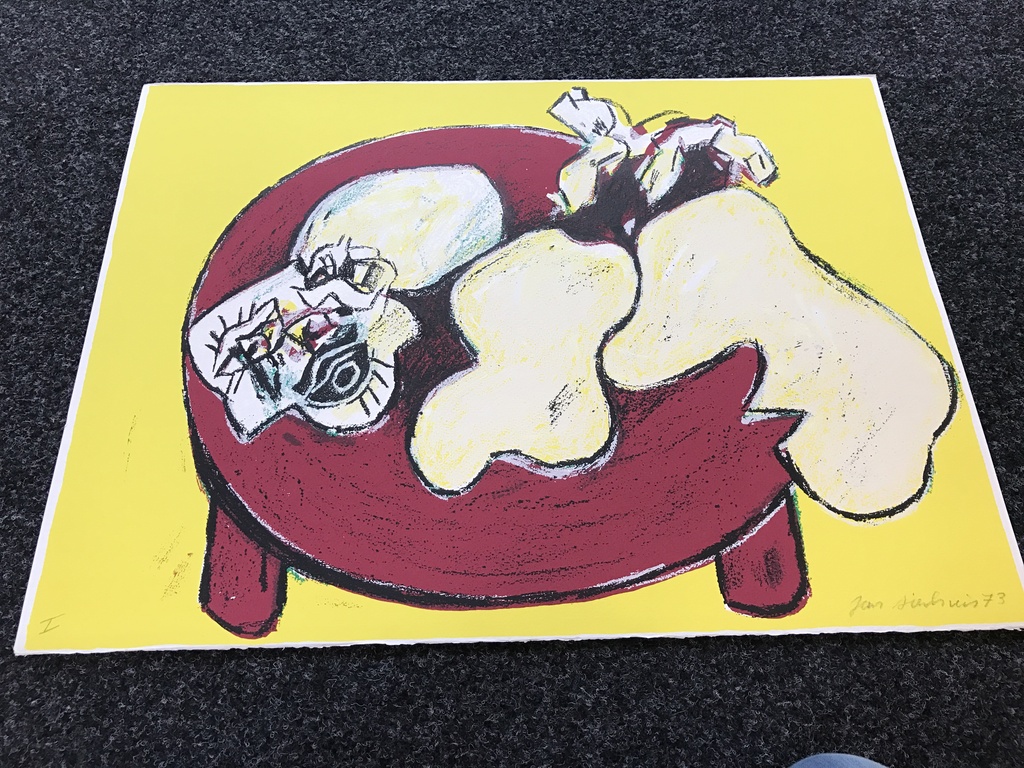 JAN SIERHUIS originele zeefdruk , de rode tafel 1973 kopen? Bied vanaf 1!