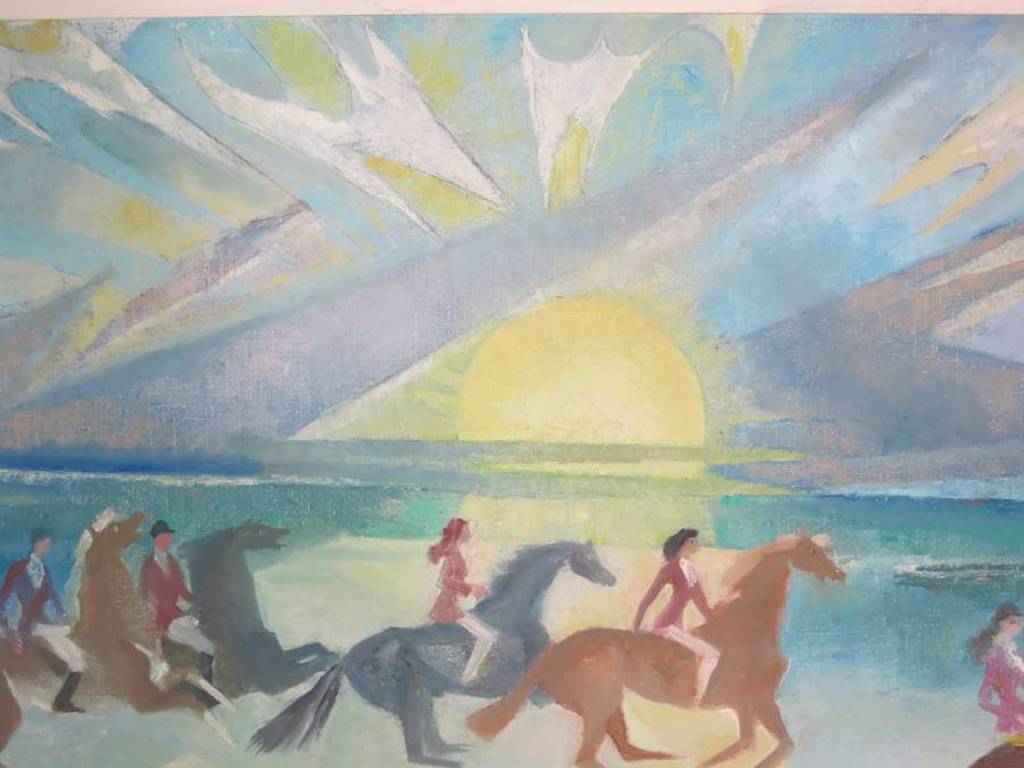 Jaap Bouhuys: Olie op doek, Ruiters op strand - Ingelijst kopen? Bied vanaf 300!