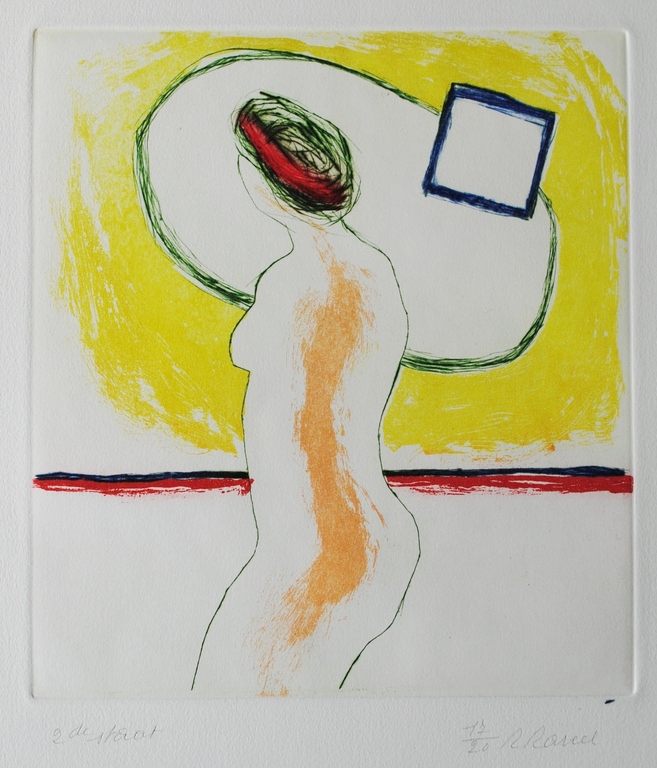 Roger Raveel - Roger Raveel kleuren ets 'Naakt' - 1988 - ingelijst. kopen? Bied vanaf 625!