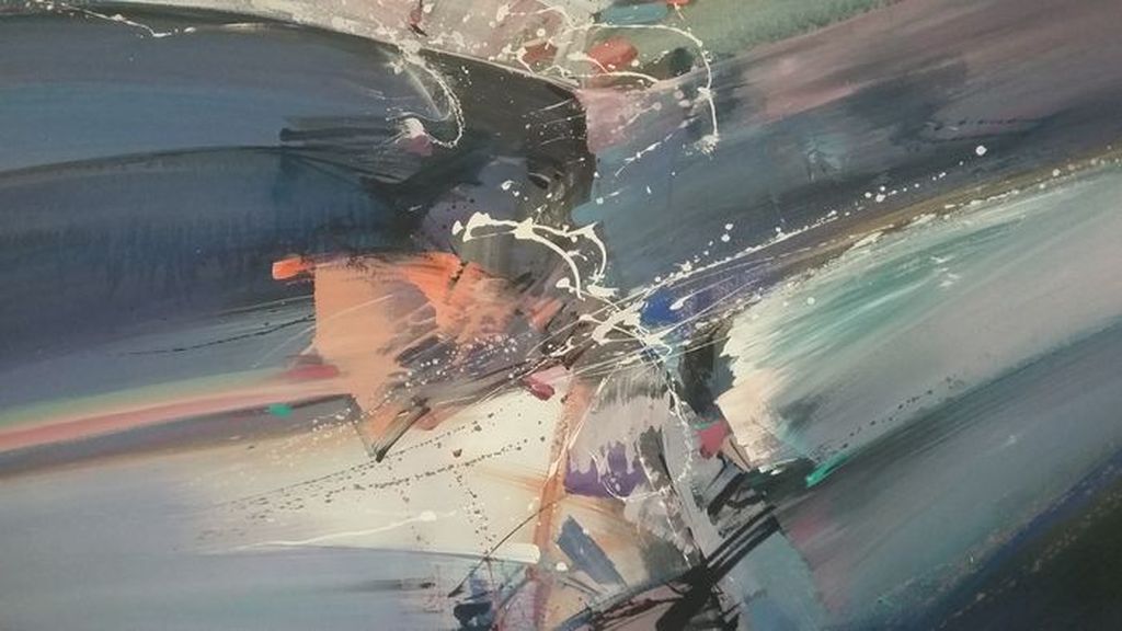 Wilfred Lang - Abstracte compositie - Gesigneerd acrylverf op doek  kopen? Bied vanaf 125!