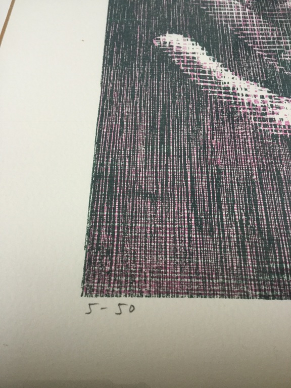 Jacomijn den Engelsen (1958), Hand met roos, houtsnede,  ingelijst kopen? Bied vanaf 40!