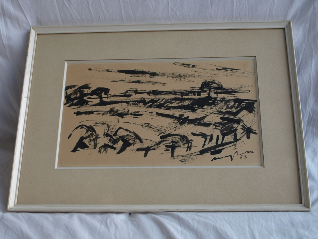 Oost-Indische inkt  – Landschap II – Gesigneerd & ingelijst – 1955 kopen? Bied vanaf 1!