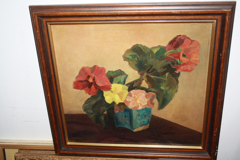 BEGONIA 'S IN MOSTERD POT onduidelijke signatuur kopen? Bied vanaf 1!