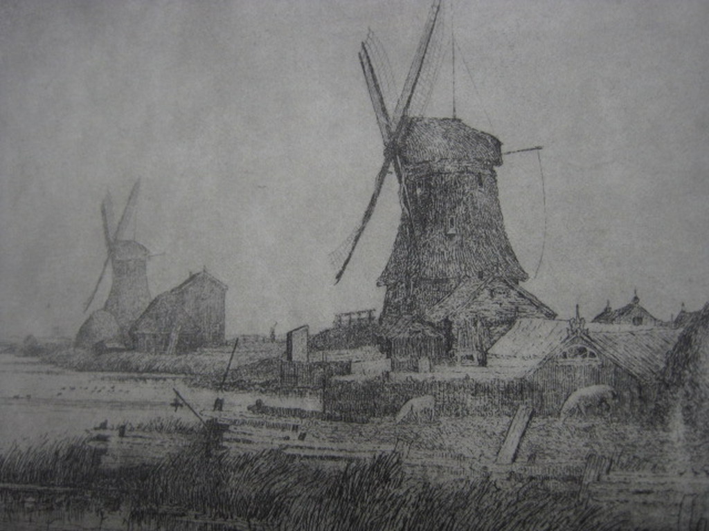 Sfeervolle ets van Jac Koeman 1889-1978 "Molens in Waterland bij Edam" gesign kopen? Bied vanaf 1!