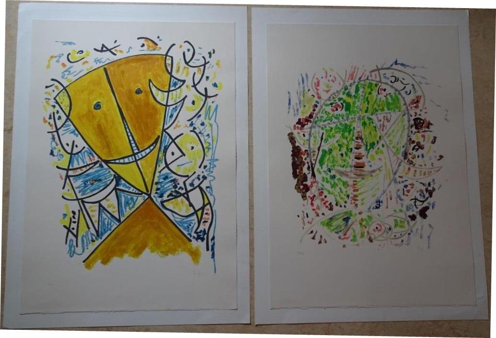 Twee Kleurenzeefdrukken van dezelfde kunstenaar gesigneerd kopen? Bied vanaf 1!
