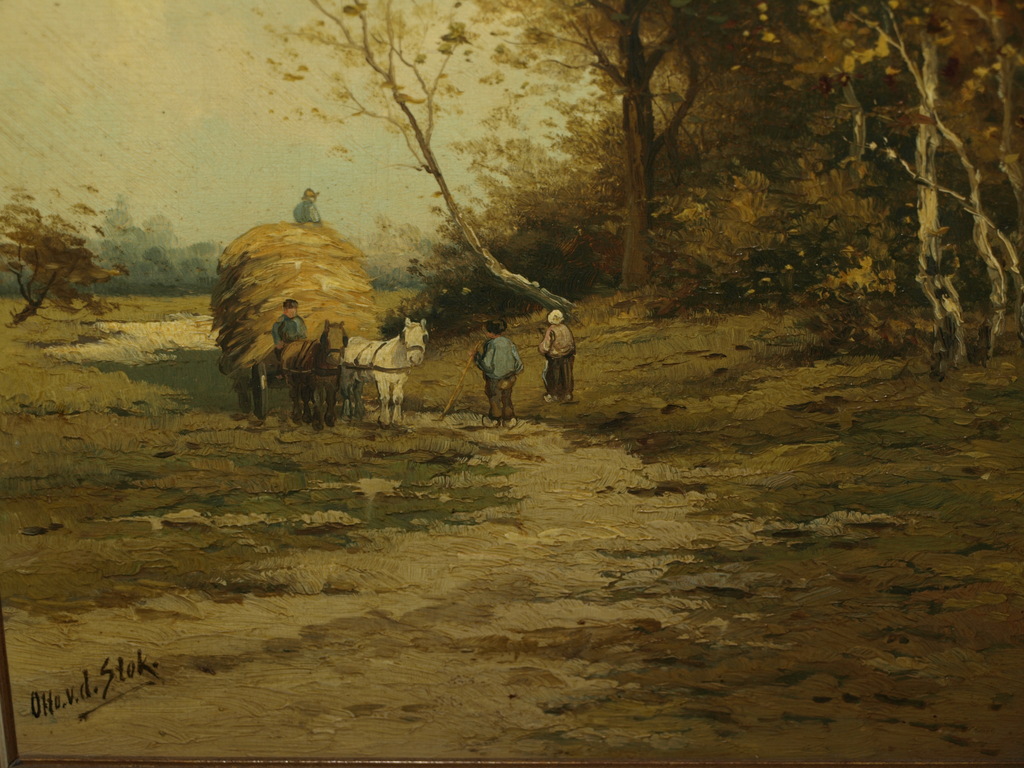 Otto van der Stok : Olieverf op paneel – “Hooiwagen” – Gesigneerd – ca 1920  kopen? Bied vanaf 50!