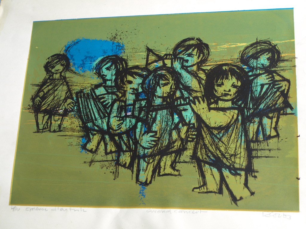Rob Cox - Houtsnede , Avondconcert – gesigneerd – oplage 10 ex. – ca 1965 kopen? Bied vanaf 20!