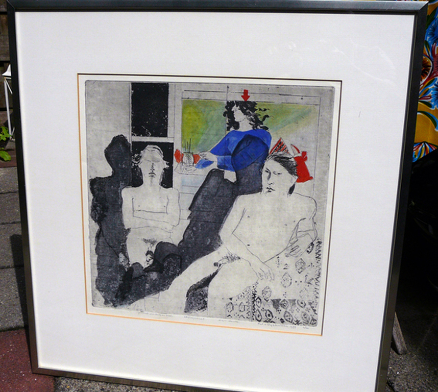 Nel van Dijkhuizen: Portret van Ralf en Koos -ets 1977- verkocht voor € 90!