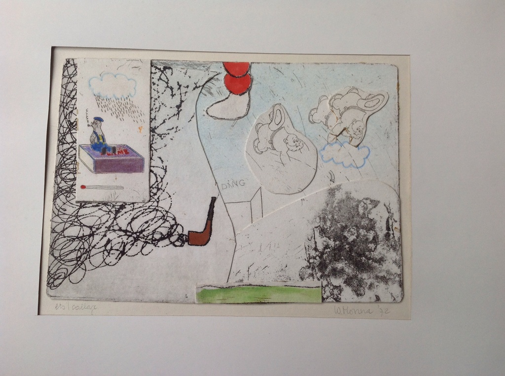 W. Monna: kleur ets / collage , 1972 kopen? Bied vanaf 1!