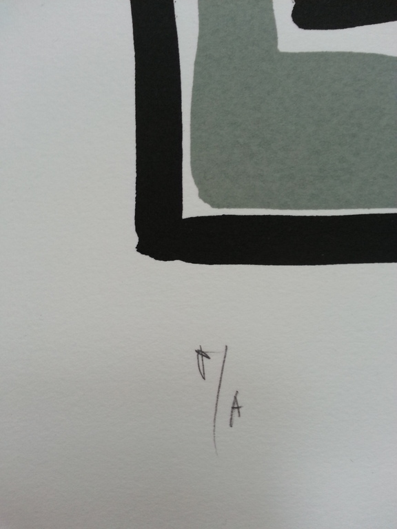  kunstenaar onbekend, wel gesigneerd, zeefdruk op papier, titel:  kopen? Bied vanaf 20!