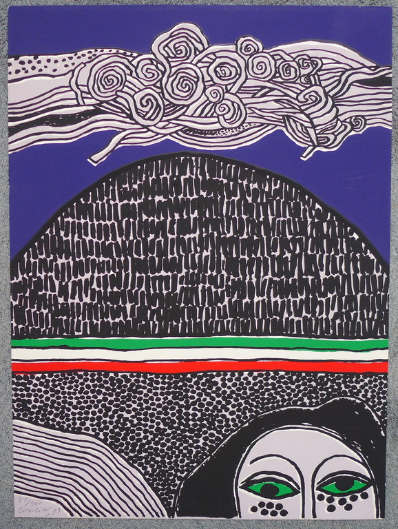 Corneille, zeefdruk uit 1973. zonder titel, oplagenummer 71/100 verkocht voor € 225!