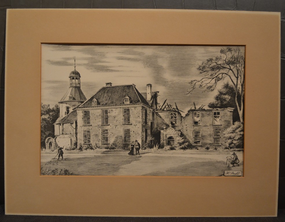 Prent van Hugo Prahl, getiteld "Kasteel Wisch" kopen? Bied vanaf 1!