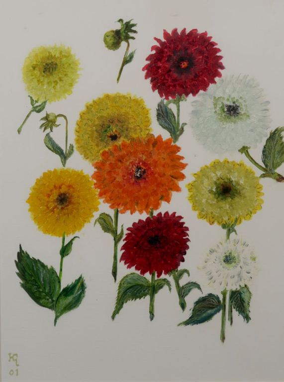 Herman Lievers: Olieverf, Dahlia's - Ingelijst kopen? Bied vanaf 1!