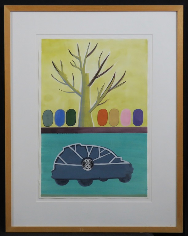 Elizabeth de Vaal: Gouache, Zonder titel - Ingelijst verkocht voor € 60!