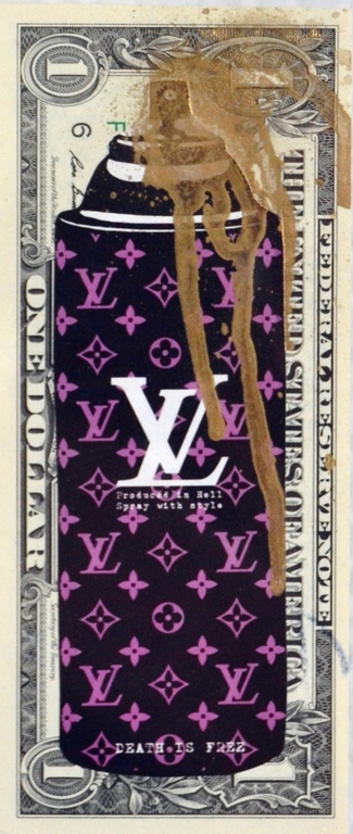 DEATH NYC - Original 1 $ Dollar Signed and Dated 2013 "Spray V Purple" kopen? Bied vanaf 1!