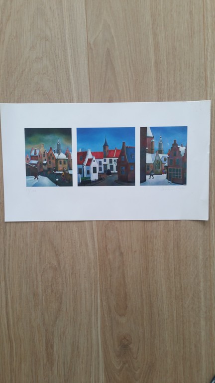 Toon Tieland Kleurenlitho van drie schilderijen verkocht voor € 35!