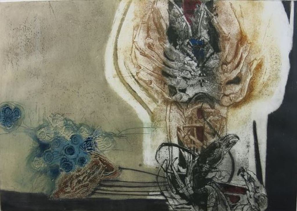 Ru van Rossem: Ets/Aquatint en reliëfdruk, The Tide III verkocht voor € 160!