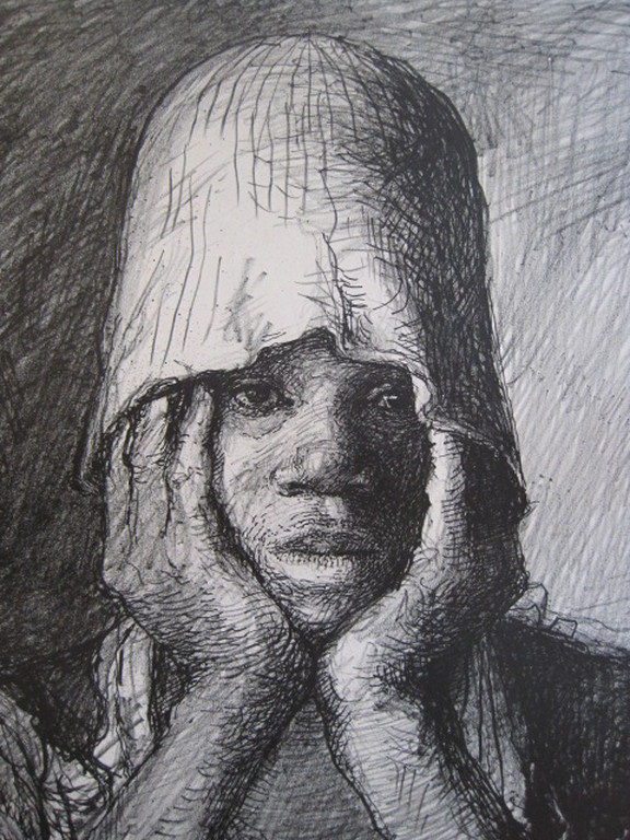 Aat Veldhoen (1934-) grote litho "meisje met hoed" gesigneerd 1964 kopen? Bied vanaf 1!