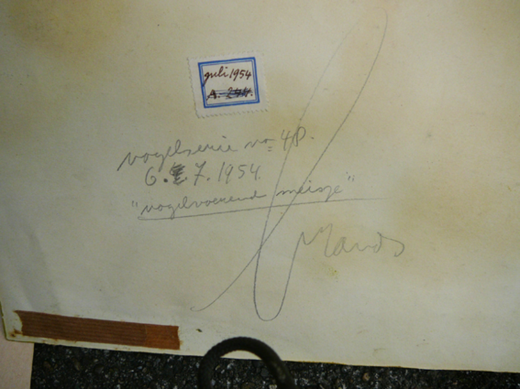 Eugene Brands: 'Vogelvoerend meisje' -gouache 1954- kopen? Bied vanaf 750!