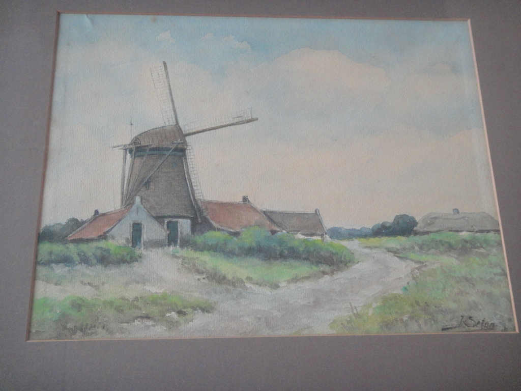 Vermoedelijk Engelse school, aquarel, molen in landschap kopen? Bied vanaf 1!