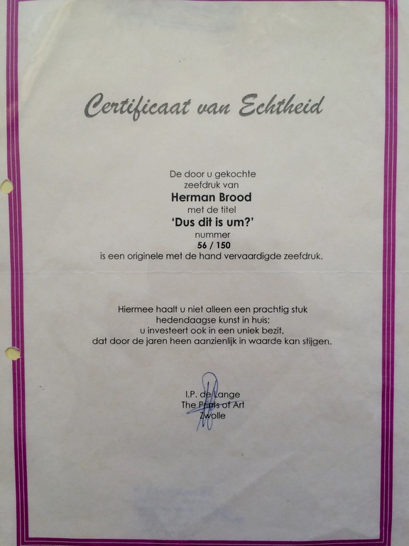 Herman Brood, zeefdruk, Dus dit is um? kopen? Bied vanaf 350!