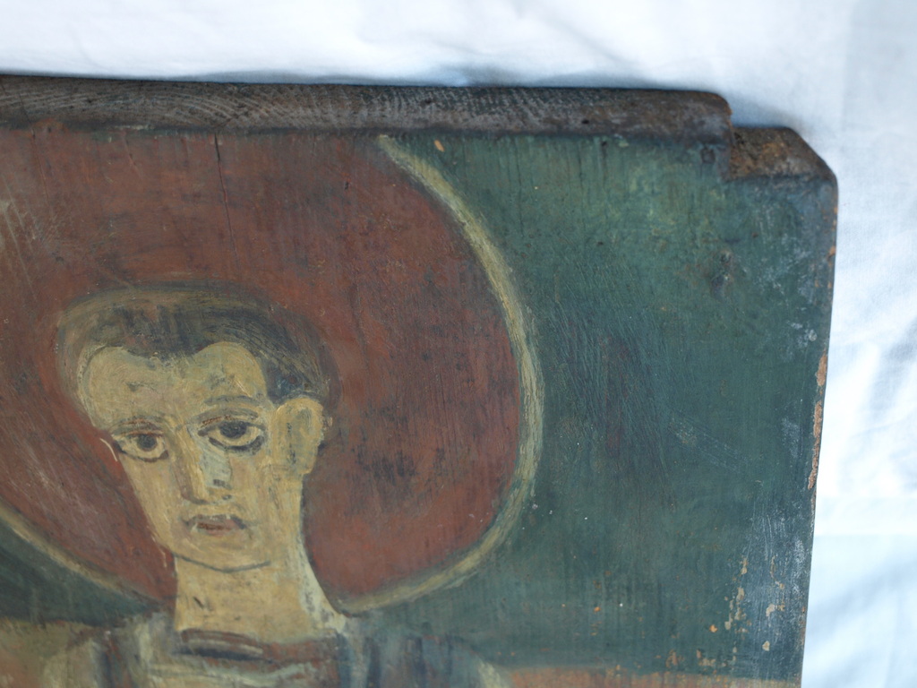 Onbekend : Olieverf op paneel, Religieuze voorstelling met halo kopen? Bied vanaf 1!