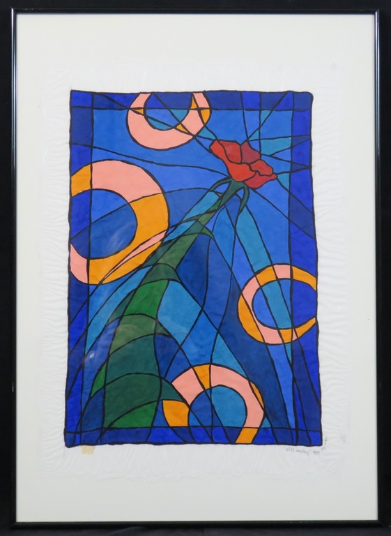Piet Quekel: Gouache op rijstpapier, Still analog - Ingelijst verkocht voor € 50!