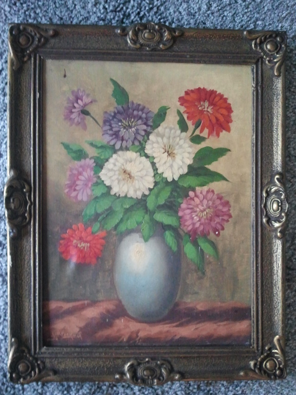 A. Broekman, Chrysanten,olieverf op doek. kopen? Bied vanaf 35!