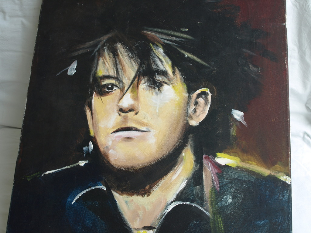 Peter Donkersloot ? : Acrylverf op doek – Robert Smith van “The Cure” - 80 x 60  kopen? Bied vanaf 1!