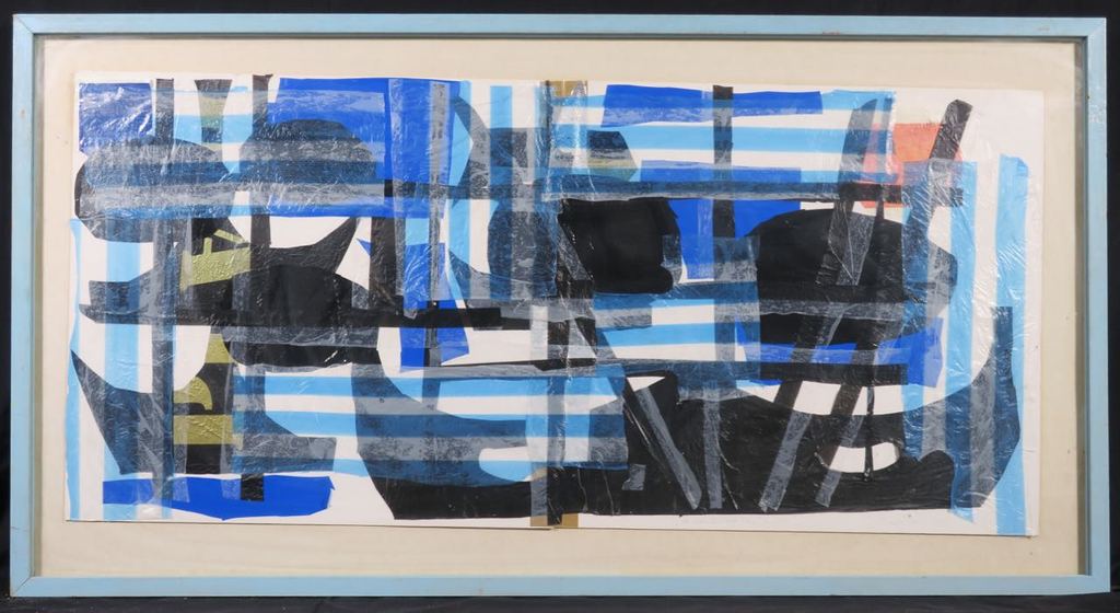 Meertje Kaal: Collage van plastic en tape, De zwarte vloot.. - Ingelijst (Groot) kopen? Bied vanaf 1!