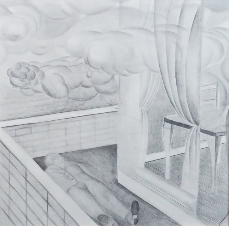 J. Aalders: Tekening, Liggende man op het terrast - Ingelijst kopen? Bied vanaf 1!