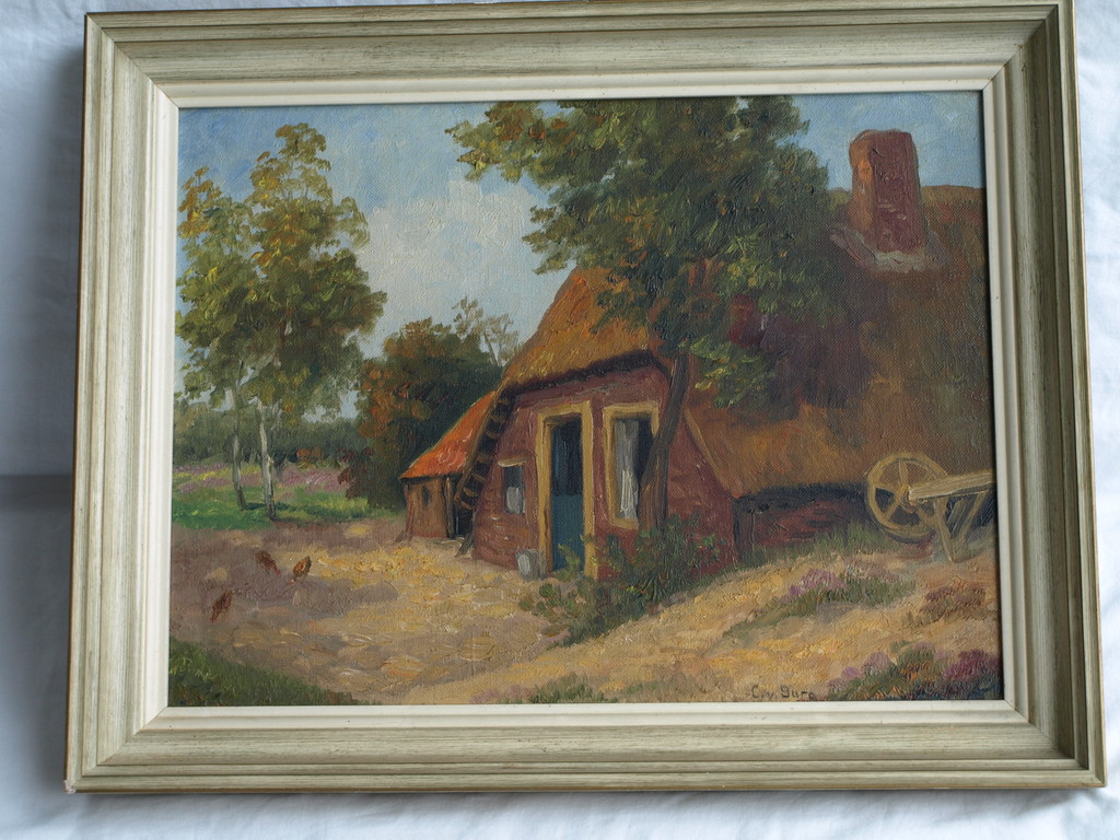 Onbekend : Olieverf op doek – Boerderij – Gesigneerd en ingelijst  kopen? Bied vanaf 1!