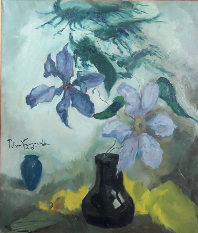 Piet van Wijngaerdt: Olieverf op doek, Paarse clematis - Ingelijst  kopen? Bied vanaf 550!