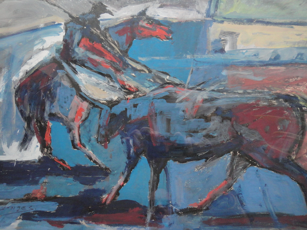 Jan Jonges, gouache, 'Picador' (stierenvechter) verkocht voor € 150!