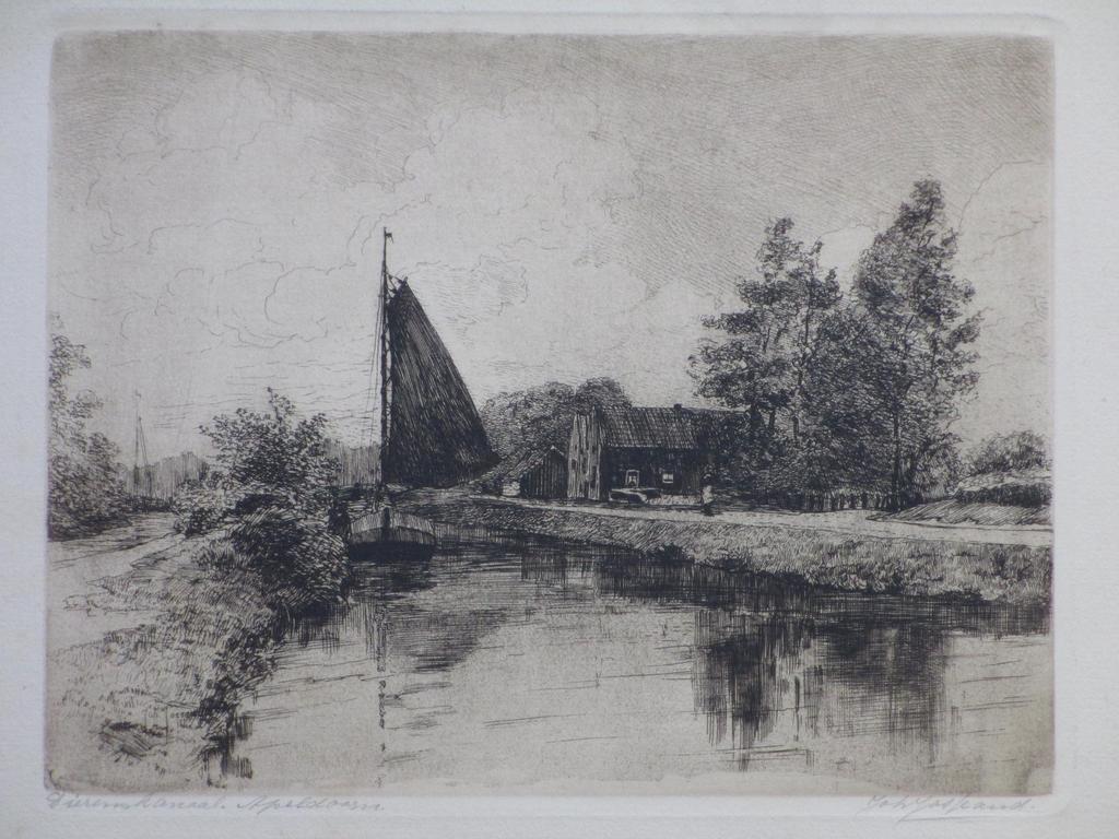 Johannes Josseaud, Dierensch Kanaal Apeldoorn, Ets  verkocht voor € 50!