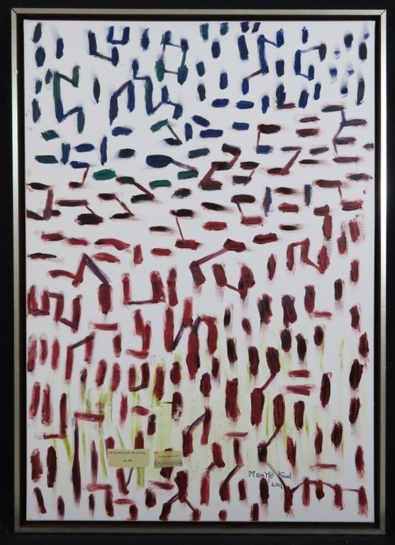 Meertje Kaal: Olieverf, Acryl, Collage op doek, Violoncello playing - Ingelijst kopen? Bied vanaf 50!