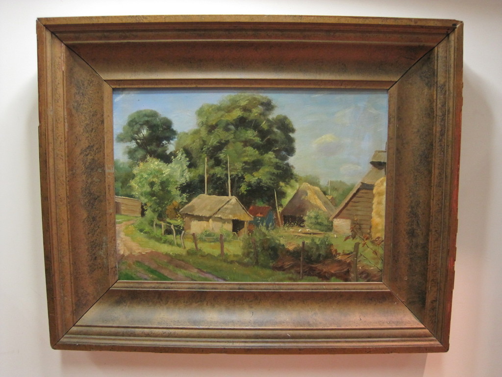 Willem A. Knip 1883-1967 olieverf "landschap Hierden" Larense School 1915 verkocht voor € 141!
