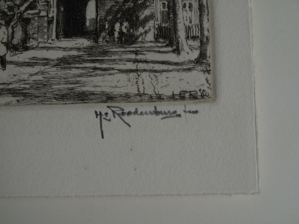 Hendrikus Elias Roodenburg : Ets – Prinsenhof Delft – gesigneerd – 1960 kopen? Bied vanaf 25!