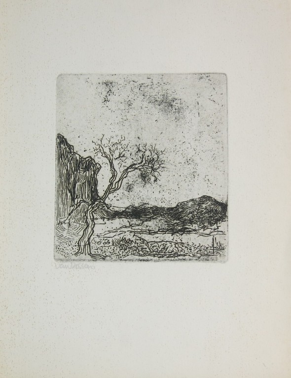 Onbekend gesigneerd: Krijt op papier, Stilleven + vier etsen kopen? Bied vanaf 1!