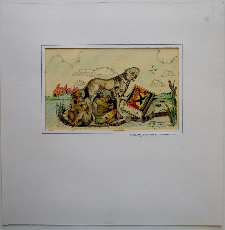 Jan Bruens (1942) - surrealistisch 1972 - A mad dog accompanied by 2 Englishmen kopen? Bied vanaf 1!