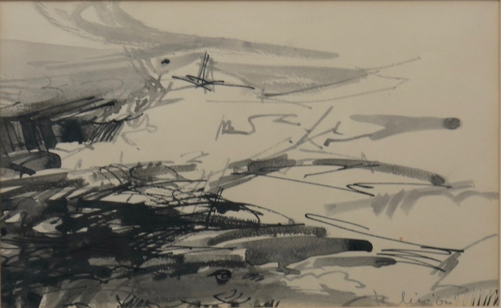 Lies Jansens: Inkttekening, Zonder titel -Ingelijst kopen? Bied vanaf 35!