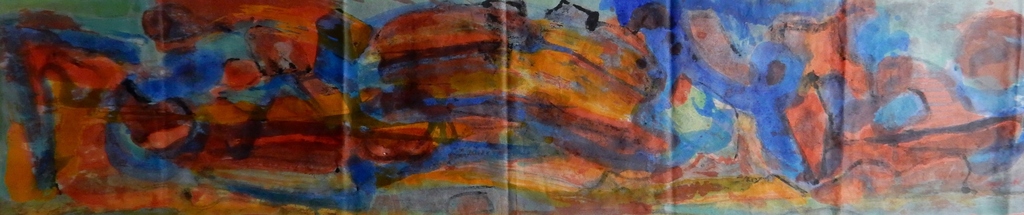 Ernst Vijlbrief (1934-2010) - Aquarel en inkt op papier 30x170 cm (groot!) kopen? Bied vanaf 1!