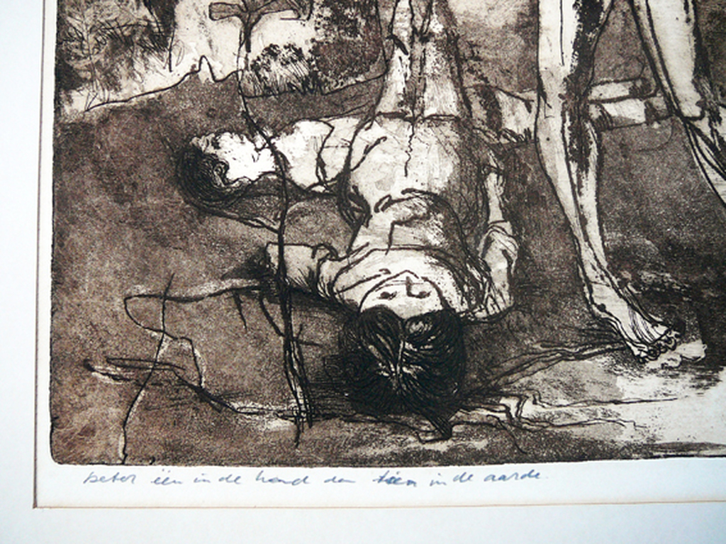 Arie Meuldijk - Arie Meuldijk: 'Beter één in de hand dan tien in de aarde' -ets 1971- kopen? Bied vanaf 1!