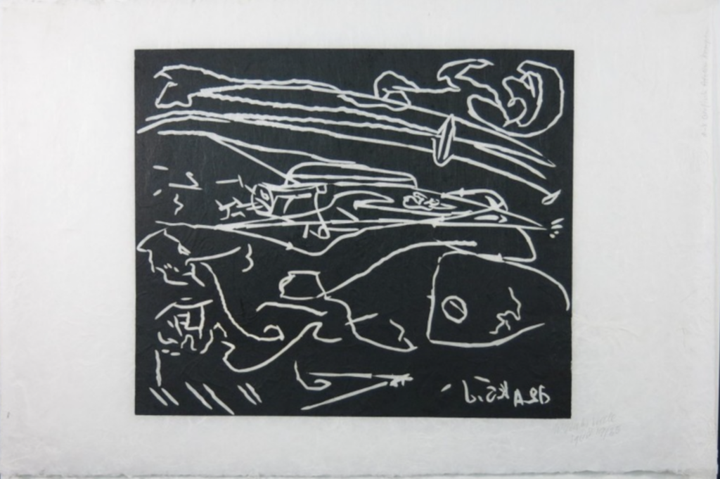 Wim Izaks: Lino op rijstpapier, Vrede (zwart) kopen? Bied vanaf 1!