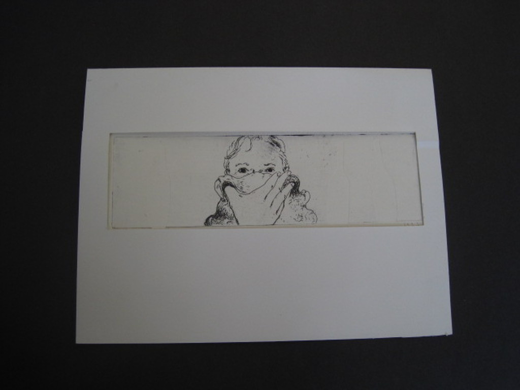 Bijzondere relief-ets van Pieter Kusters (1958-) "Zelfportret met flessen" ges.  kopen? Bied vanaf 1!