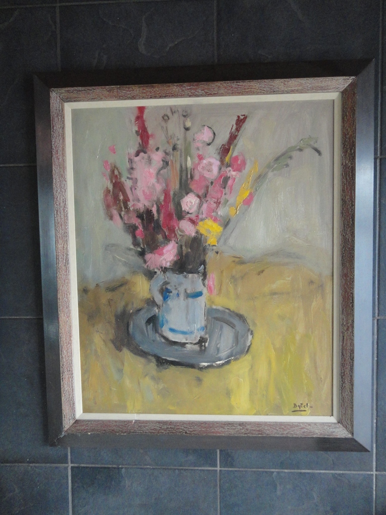 Jacobus Bijtel, olieverf, expressionistisch bloemstilleven met gladiolen kopen? Bied vanaf 350!